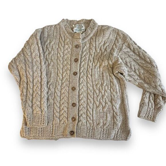 Vintage Cladyknit Button- Down Cable Knit Grandpa Cardigan 100% Merino Wool, Sm - Picture 9 of 11